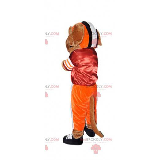 Mascote cão em sportswear vermelho e branco - Redbrokoly.com