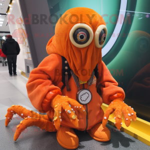 Orange Kraken maskot kostym...