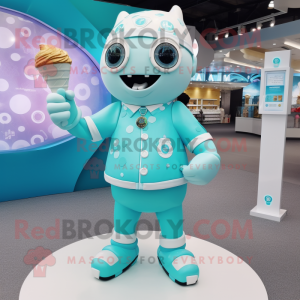 Cyan Ice Cream Cone maskot...