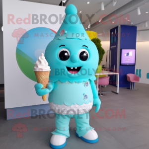 Cyan Ice Cream Cone maskot...