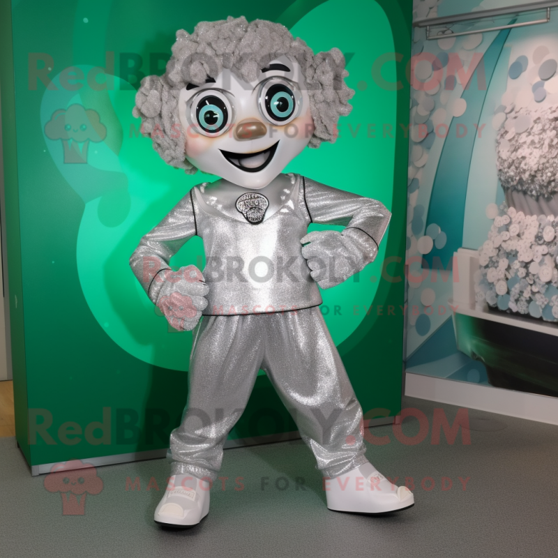 Silver Irish Dancing Shoes mascot costume character dressed with a Romper and Cummerbunds Silver Irish Dancing Shoes mascot costume character dressed with a Romper and Cummerbunds