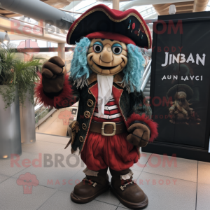 nan Pirate mascot costume character dressed with a Playsuit and Foot pads