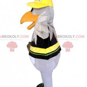 Mascotte d'aigle blanc en maillot de supporter. Costume d'aigle