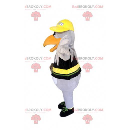 White eagle mascot in a supporter jersey. Eagle costume -