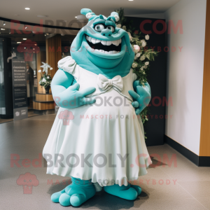 Teal Ogre mascotte kostuum...