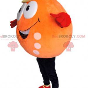 Mascotte de personnage rond marrant, de couleur orange -