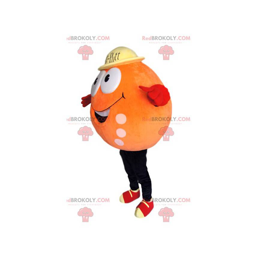 Mascota divertida personaje redondo, naranja - Redbrokoly.com