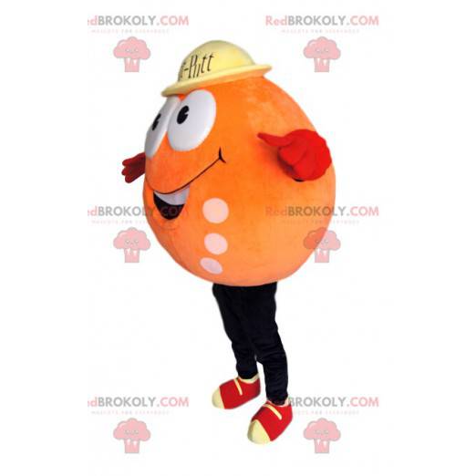 Mascotte de personnage rond marrant, de couleur orange -