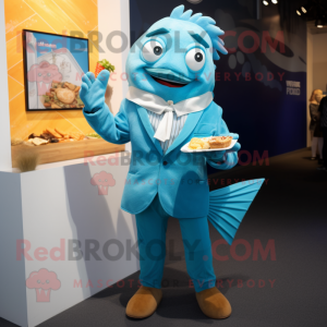 Cyan Fish And Chips maskot...