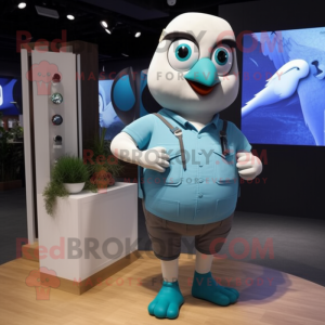 Cyan Dove maskot drakt...