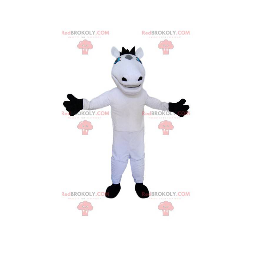 Mascote do cavalo branco com sua crina preta - Redbrokoly.com