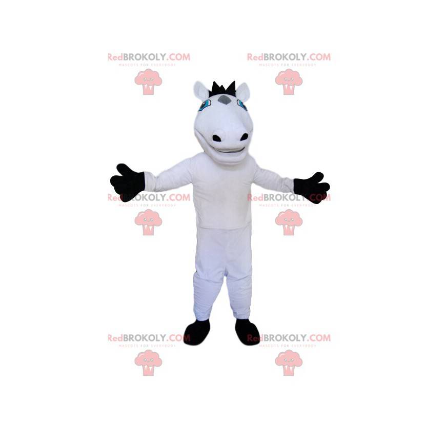 Mascotte de cheval blanc avec sa crinière noire - Redbrokoly.com