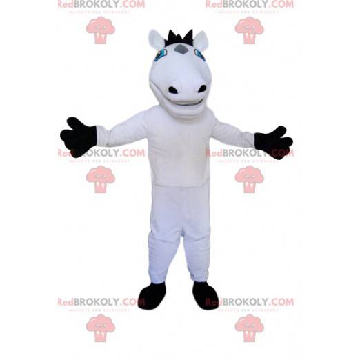 Mascote do cavalo branco com sua crina preta - Redbrokoly.com