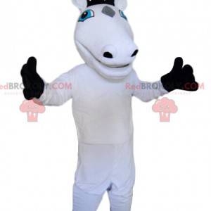 Biały koń maskotka z czarną grzywą - Redbrokoly.com