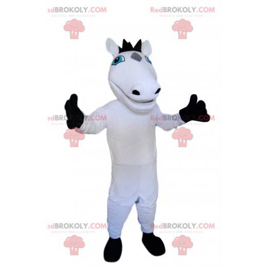 Wit paard mascotte met zijn zwarte manen - Redbrokoly.com