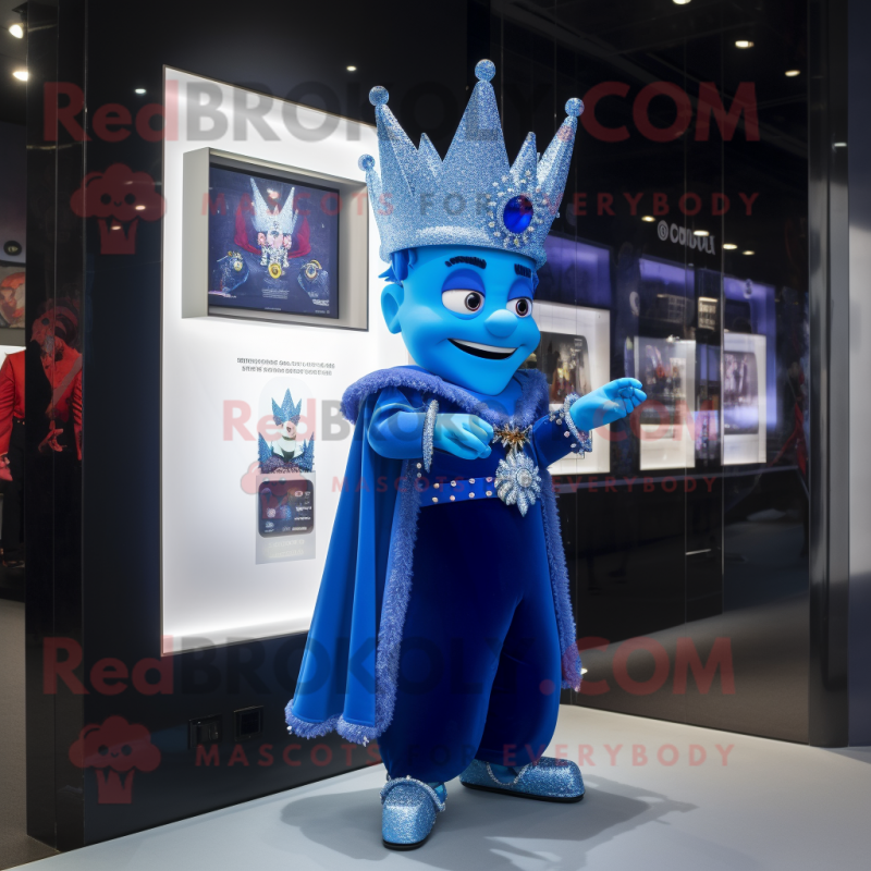 Blue Queen mascot costume character dressed with a Trousers and Keychains Blue Queen mascot costume character dressed with a Trousers and Keychains