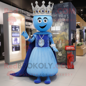 Blue Queen mascot costume character dressed with a Trousers and Keychains