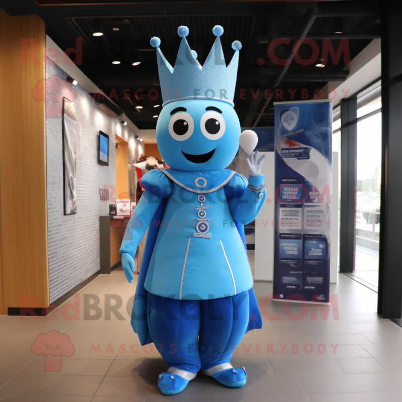 Blue Queen mascot costume character dressed with a Trousers and Keychains