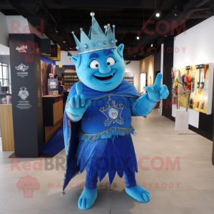 Blue Queen mascot costume character dressed with a Trousers and Keychains