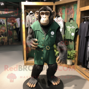 Forest Green Chimpanzee mascot costume character dressed with a Playsuit and Handbags