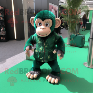 Forest Green Chimpanzee mascot costume character dressed with a Playsuit and Handbags