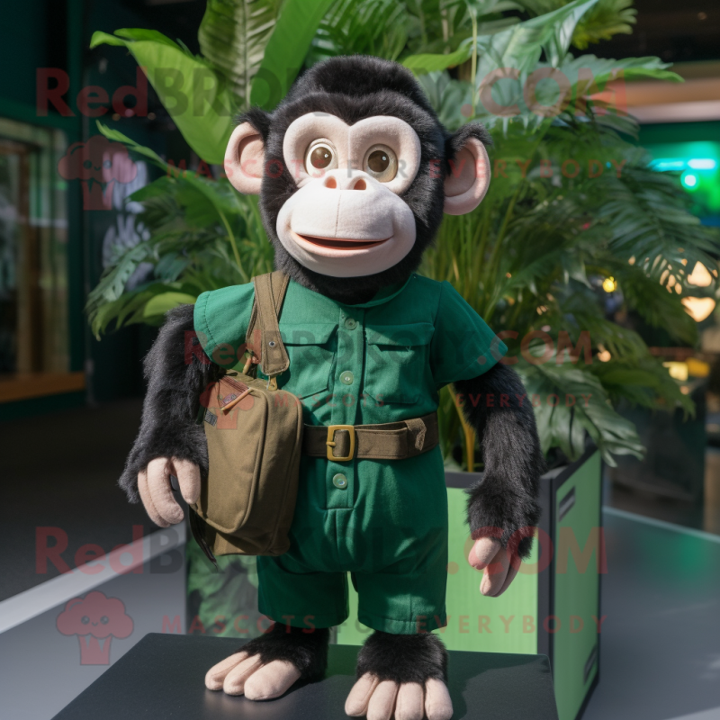 Forest Green Chimpanzee mascot costume character dressed with a Playsuit and Handbags