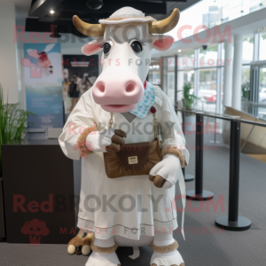 Hvid Guernsey Cow maskot...