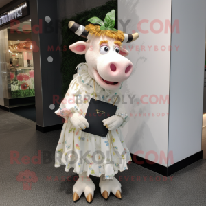 Vit Guernsey Cow maskot...