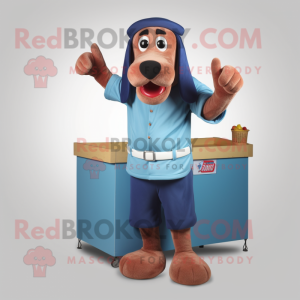 Blue Hot Dogs mascot costume character dressed with a Cargo Shorts and Gloves