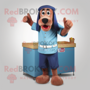 Blue Hot Dogs mascot costume character dressed with a Cargo Shorts and Gloves