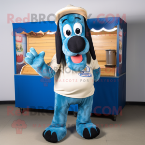 Blue Hot Dogs mascot costume character dressed with a Cargo Shorts and Gloves