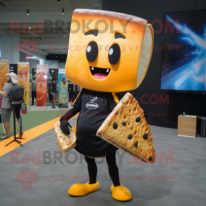 Black Grilled Cheese Sandwich mascot costume character dressed with a Bikini and Hairpins