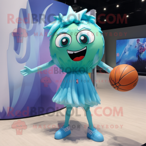 Cyan Basketball Ball maskot...