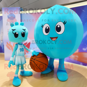 Cyan Basketball Ball maskot...