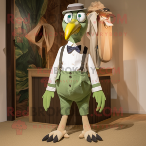 Olive Archeopteryx mascot costume character dressed with a Trousers and Bow ties
