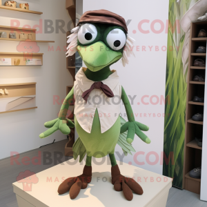 Olive Archeopteryx mascot costume character dressed with a Trousers and Bow ties