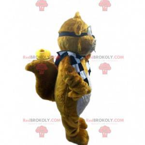 Mascotte de castor marron avec des lunettes transparentes -