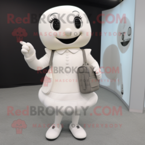 White Phone mascot costume character dressed with a Mini Skirt and Briefcases