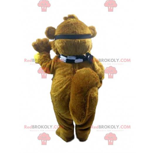 Braunes Bibermaskottchen mit transparenter Brille -