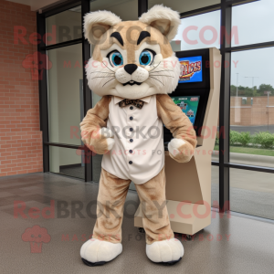 Beige Bobcat maskot drakt...