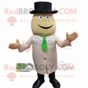 Beige Zucchini mascot costume character dressed with a Dress Shirt and Cufflinks