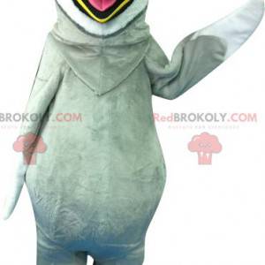 Mascota pingüino gigante gris y blanco - Redbrokoly.com