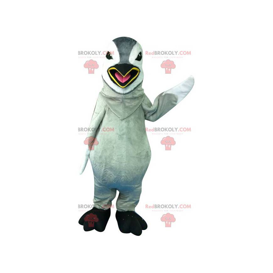 Kæmpe grå og hvid pingvin maskot - Redbrokoly.com