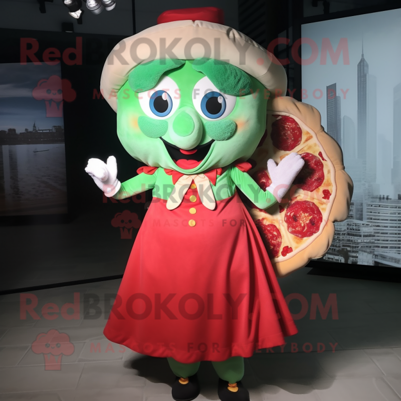 nan Pizza mascot costume character dressed with a A-Line Skirt and Messenger bags nan Pizza mascot costume character dressed with a A-Line Skirt and Messenger bags