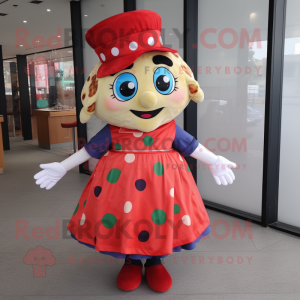 nan Pizza mascot costume character dressed with a A-Line Skirt and Messenger bags