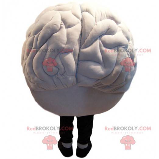 Mascote do cérebro branco com um sorriso enorme - Redbrokoly.com