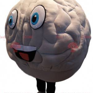 Mascotte de cerveau blanc avec un immense sourire -