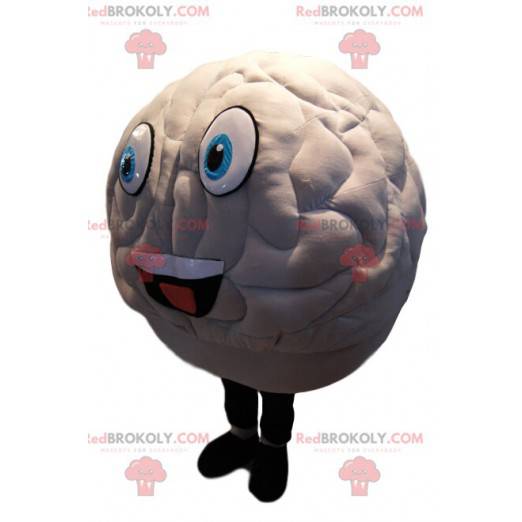 White brain mascot with a huge smile - Redbrokoly.com