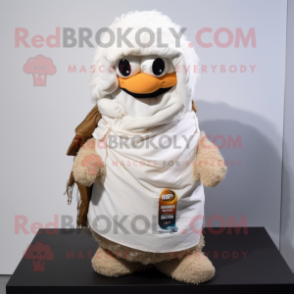 White Biryani mascot costume character dressed with a Parka and Scarves