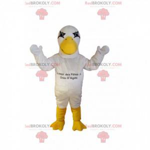 Maskot bílý racek s velkým žlutým zobákem - Redbrokoly.com
